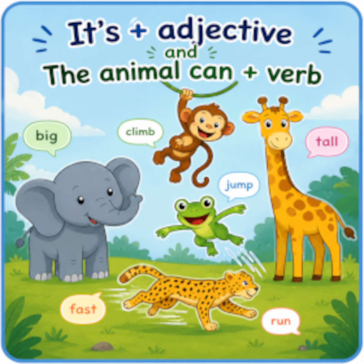 It's + adjective and The animal can